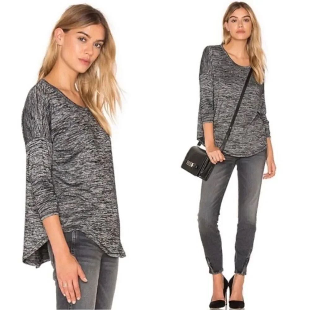 Rag and Bone XS black heathered The Knit long sleeve tee